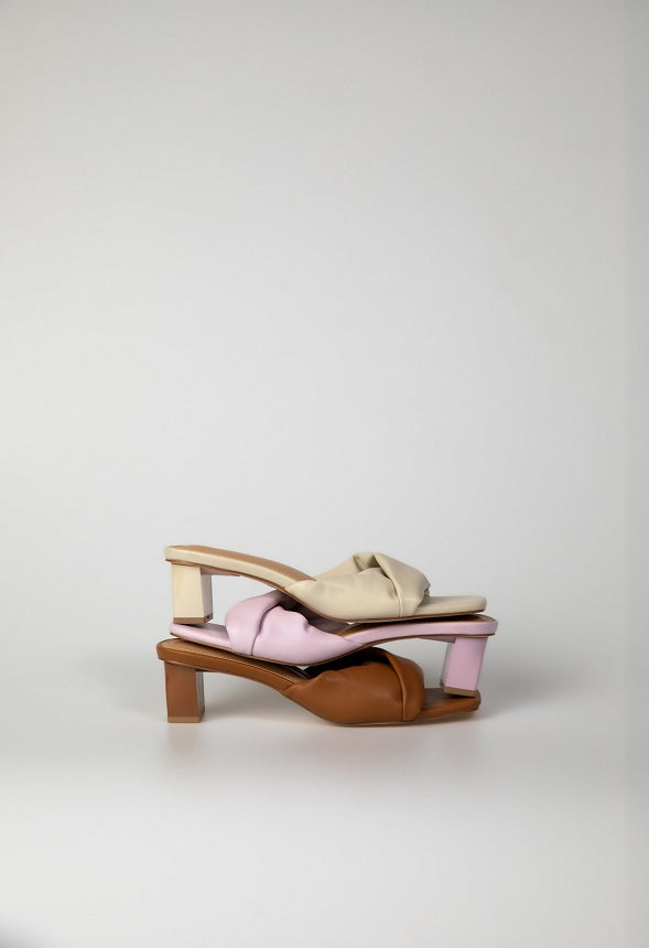 Caroline Mule Heeled Sandal Birch