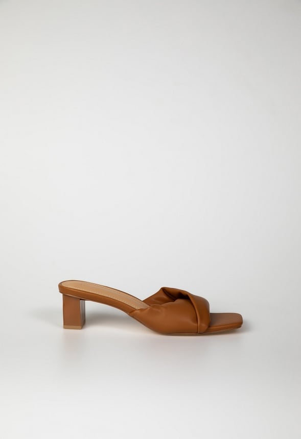 Caroline Mule Heeled Sandal Lt Tan