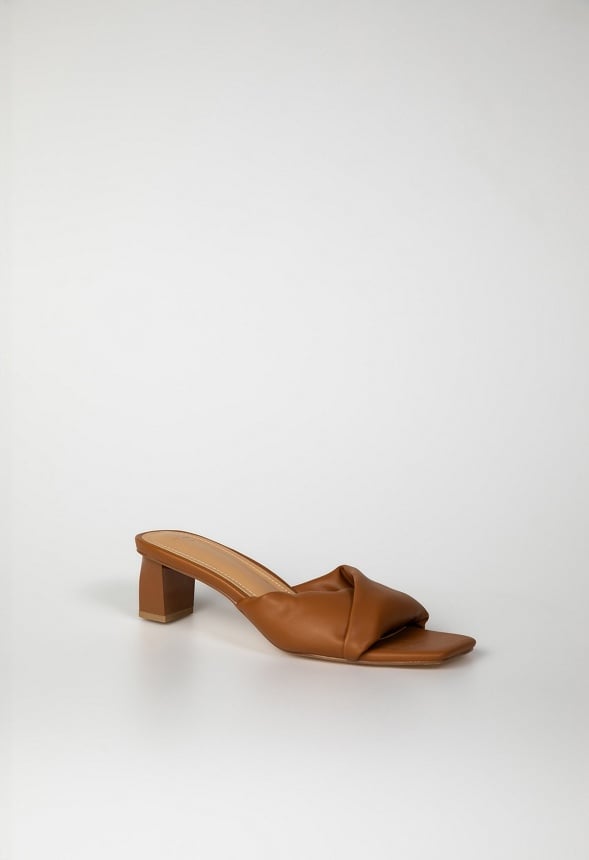 Caroline Mule Heeled Sandal Lt Tan