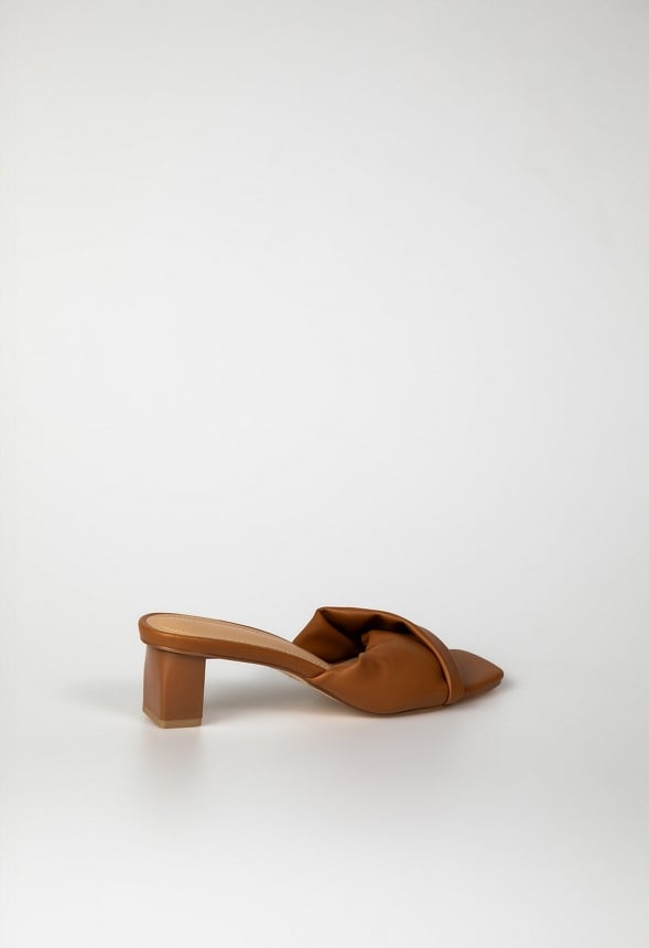 Caroline Mule Heeled Sandal Lt Tan