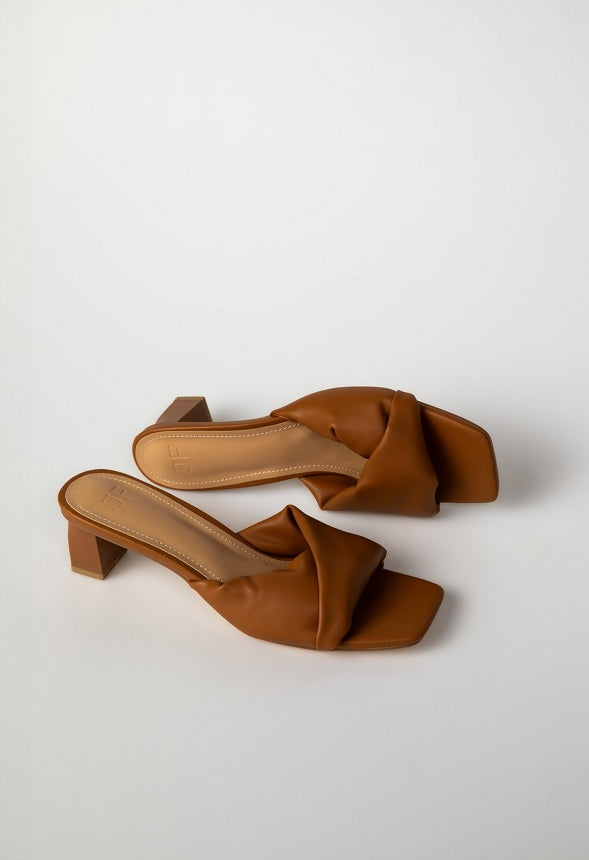 Caroline Mule Heeled Sandal Lt Tan