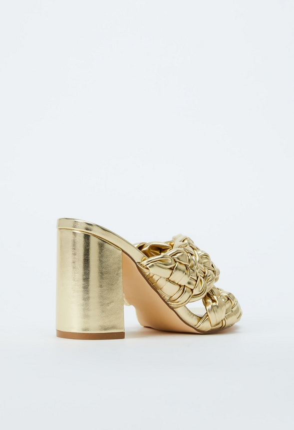 Blair Block Heeled Sandal Gold Metallic
