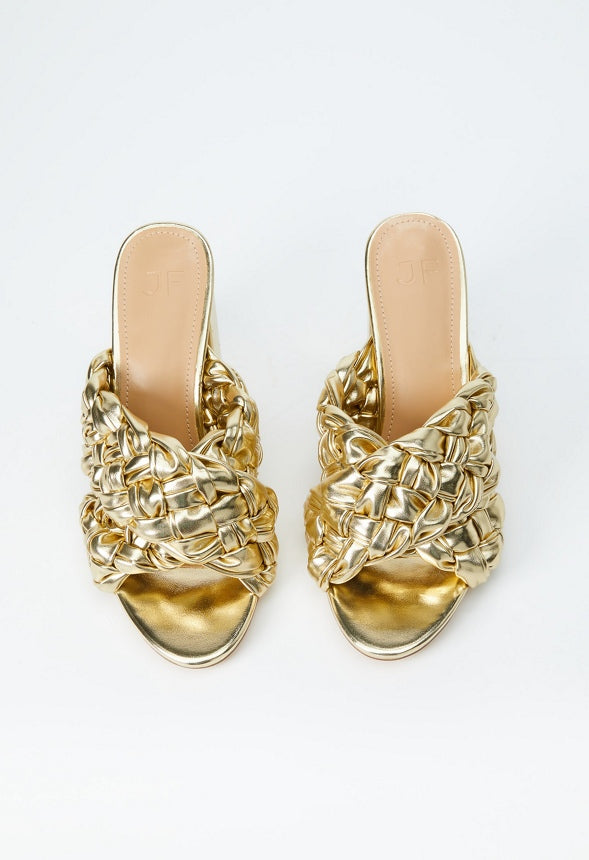 Blair Block Heeled Sandal Gold Metallic
