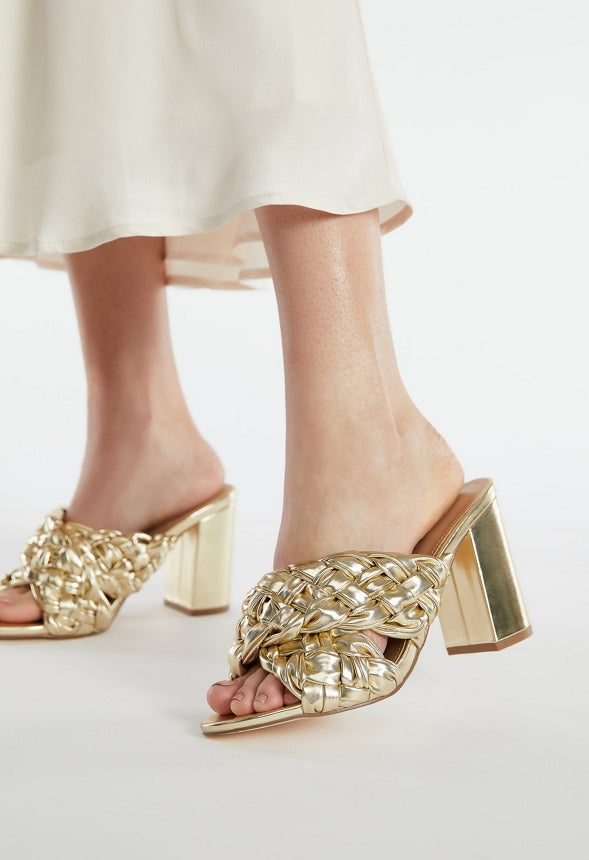 Blair Block Heeled Sandal Gold Metallic