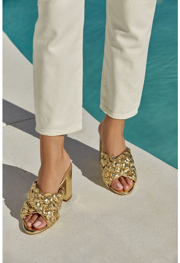 Blair Block Heeled Sandal Gold Metallic