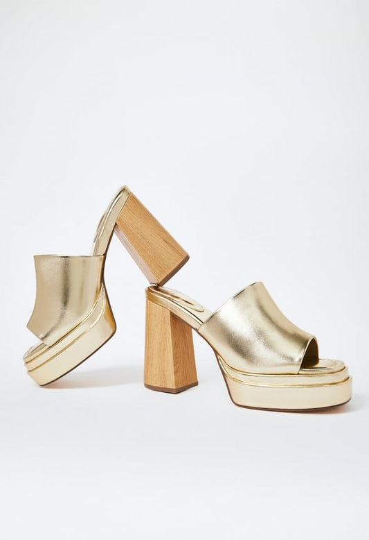 Bristol Block Heeled Sandal Gold