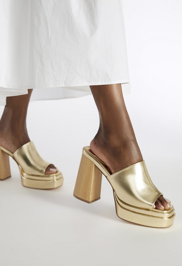 Bristol Block Heeled Sandal Gold