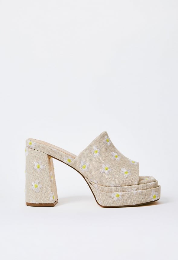 Bristol Block Heeled Sandal Natural Ditsy Floral