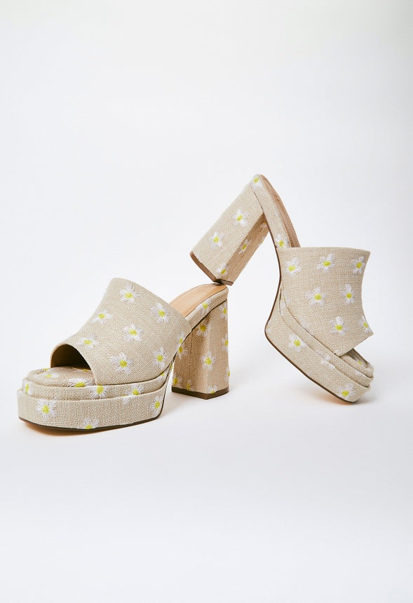 Bristol Block Heeled Sandal Natural Ditsy Floral