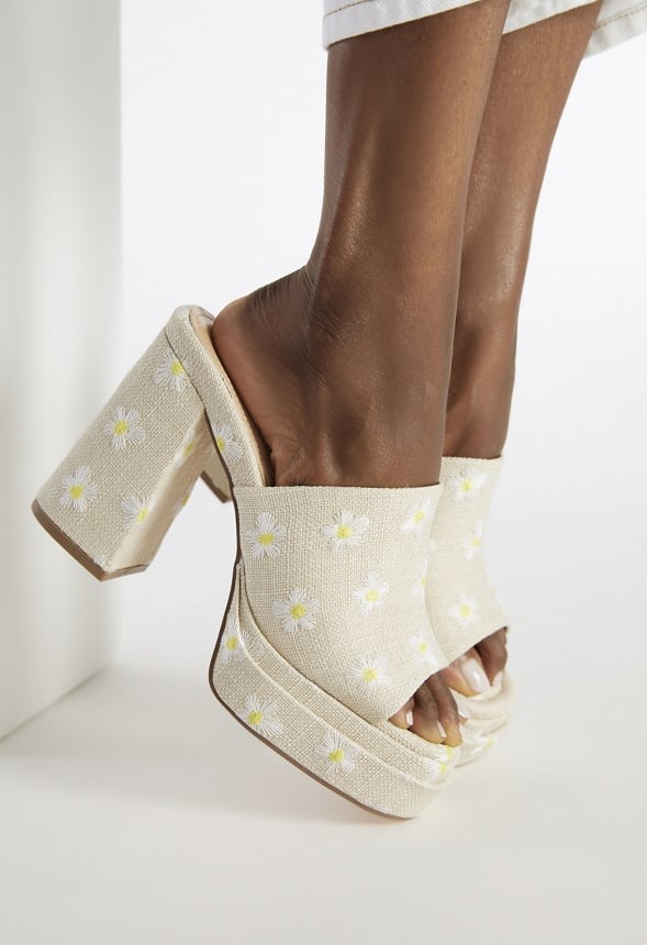 Bristol Block Heeled Sandal Natural Ditsy Floral