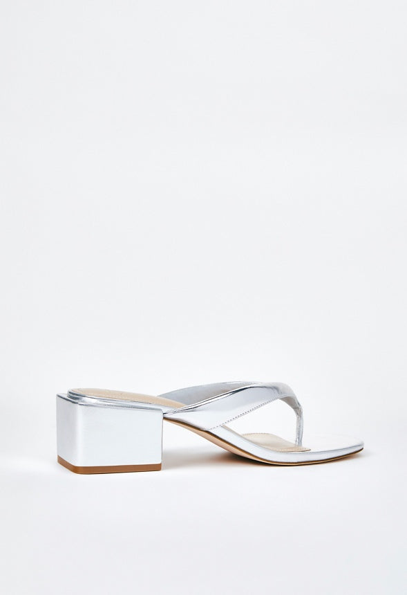 Aya Block Heeled Sandal Silver