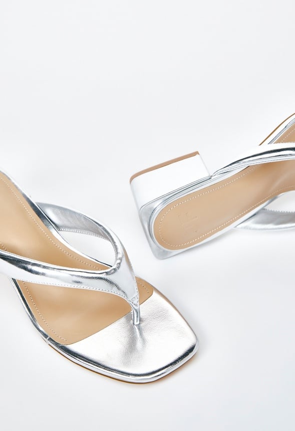 Aya Block Heeled Sandal Silver