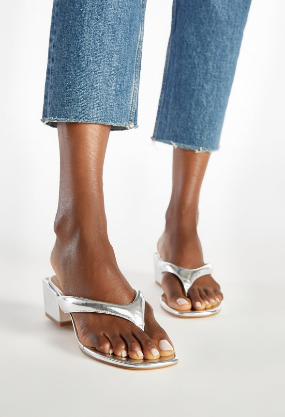 Aya Block Heeled Sandal Silver