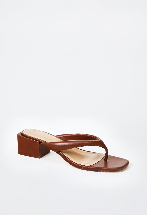 Aya Block Heeled Sandal Leather Brown