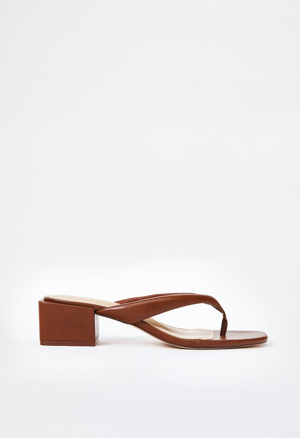 Aya Block Heeled Sandal Leather Brown