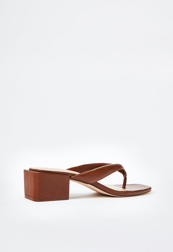 Aya Block Heeled Sandal Leather Brown
