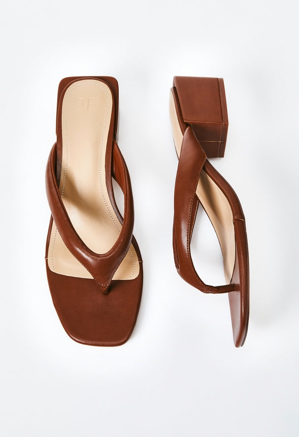 Aya Block Heeled Sandal Leather Brown