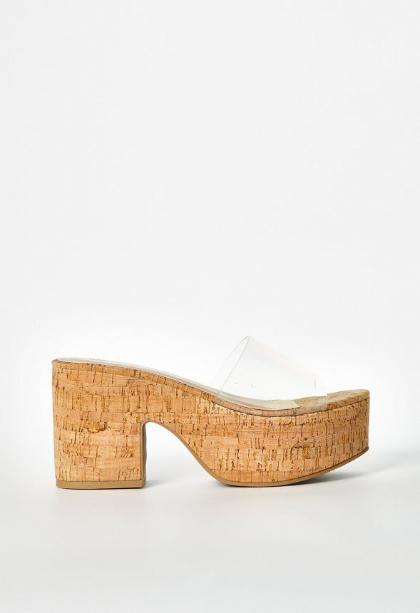 Esmie Block Heeled Platform Sandal Clear