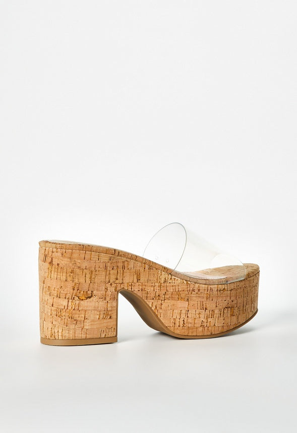 Esmie Block Heeled Platform Sandal Clear