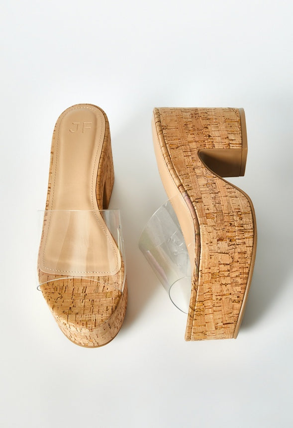 Esmie Block Heeled Platform Sandal Clear