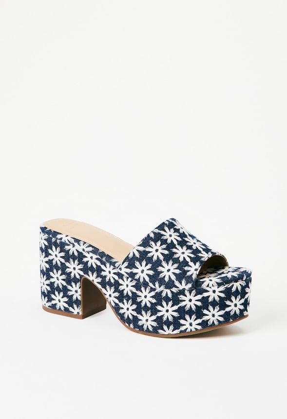 Esmie Block Heeled Platform Sandal Blue Ashes Floral