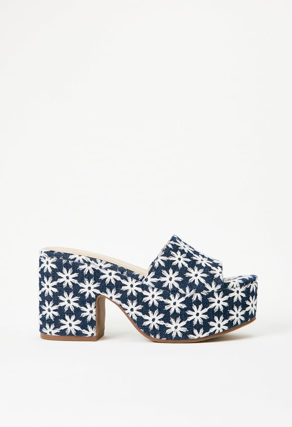 Esmie Block Heeled Platform Sandal Blue Ashes Floral