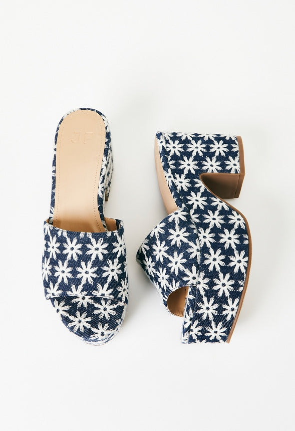 Esmie Block Heeled Platform Sandal Blue Ashes Floral