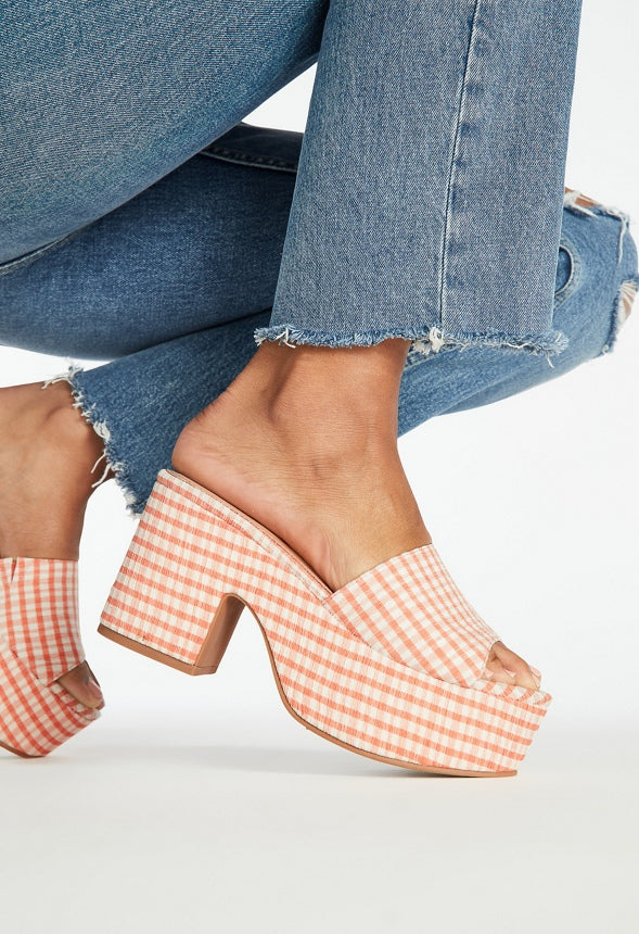 Esmie Block Heeled Platform Sandal Peach Bud