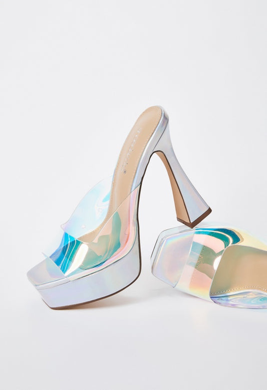 Cassia Heeled Sandal Iridescent/Silver