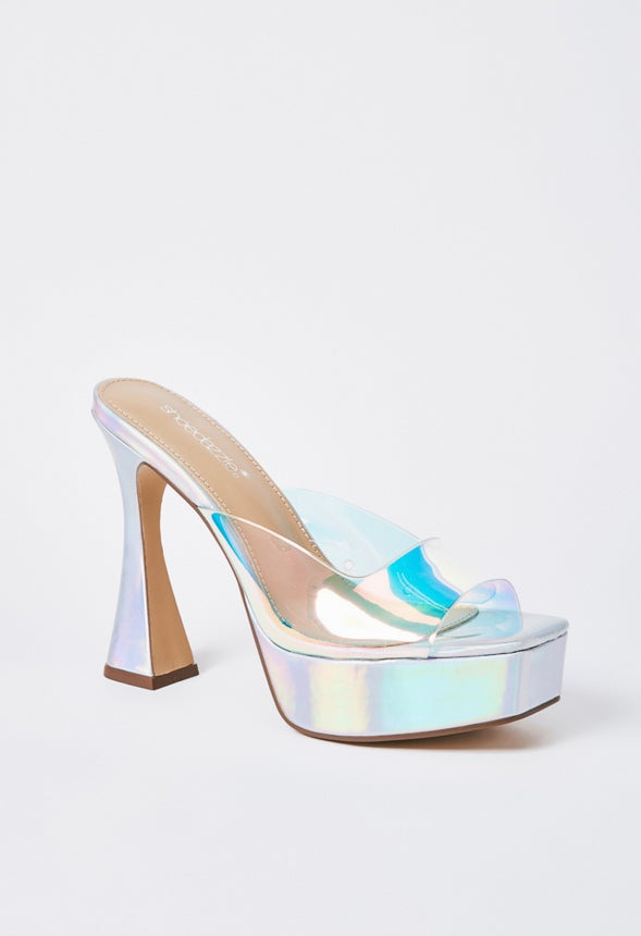 Cassia Heeled Sandal Iridescent/Silver