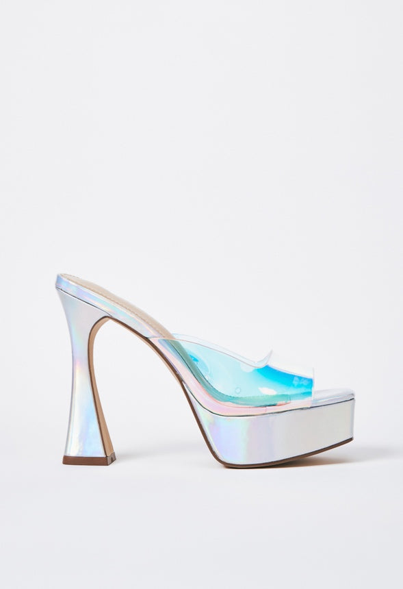 Cassia Heeled Sandal Iridescent/Silver