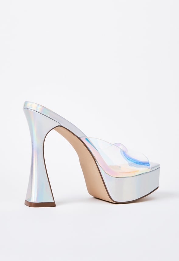 Cassia Heeled Sandal Iridescent/Silver