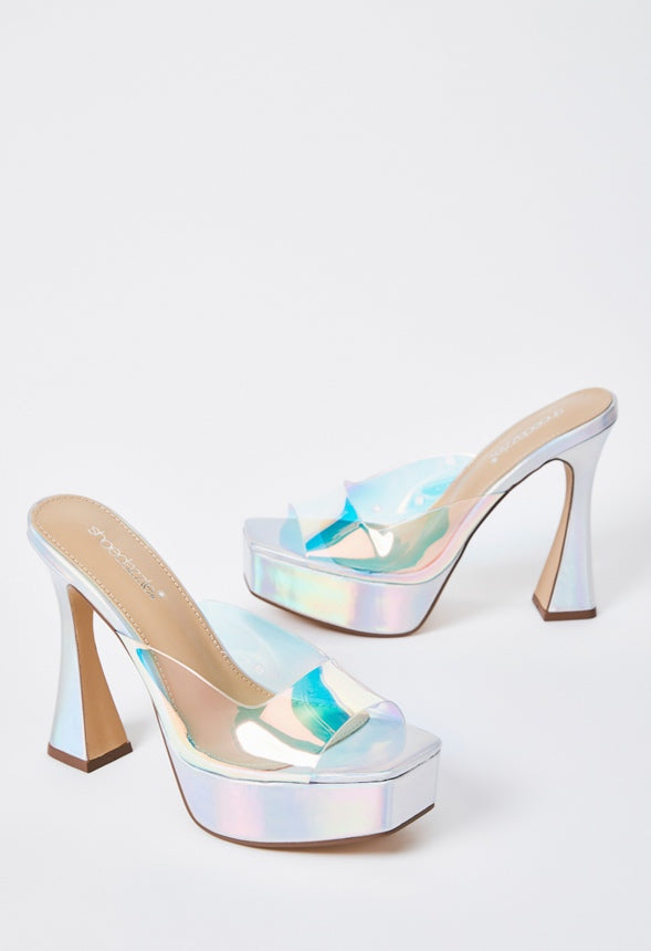 Cassia Heeled Sandal Iridescent/Silver