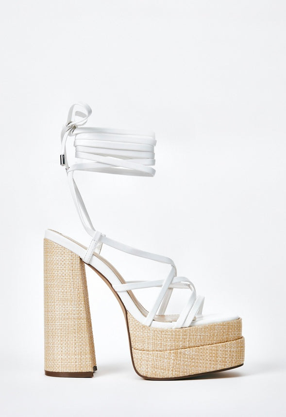 Sienna Block Heeled Platform Sandal Bright White