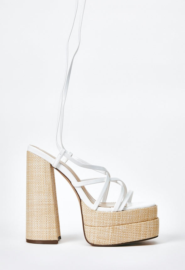 Sienna Block Heeled Platform Sandal Bright White