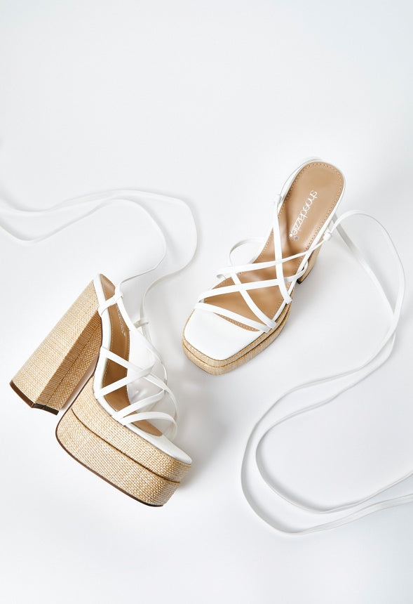 Sienna Block Heeled Platform Sandal Bright White