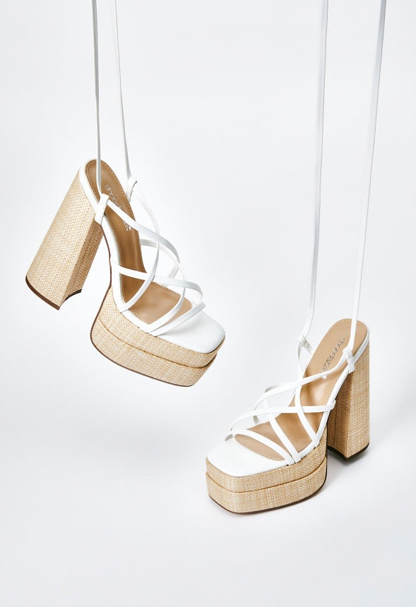 Sienna Block Heeled Platform Sandal Bright White