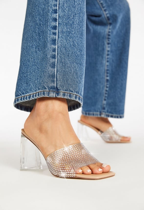 Vela Block Heeled Sandal Clear