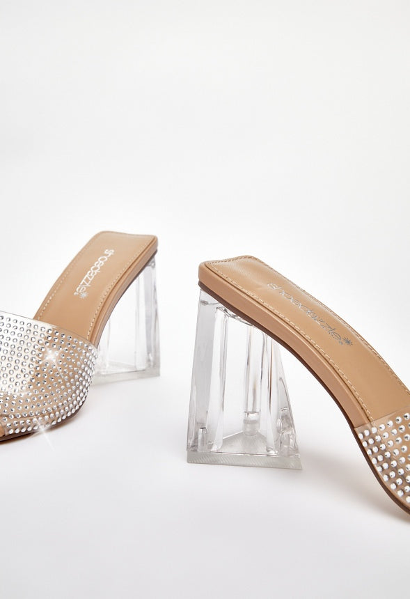 Vela Block Heeled Sandal Clear
