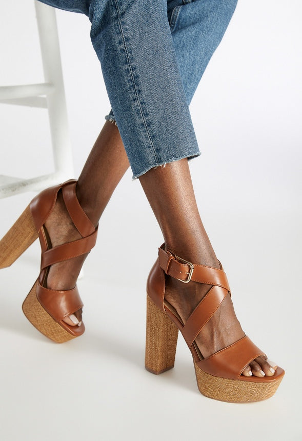 Sereia Heeled Sandal French Oak/Lt Brown
