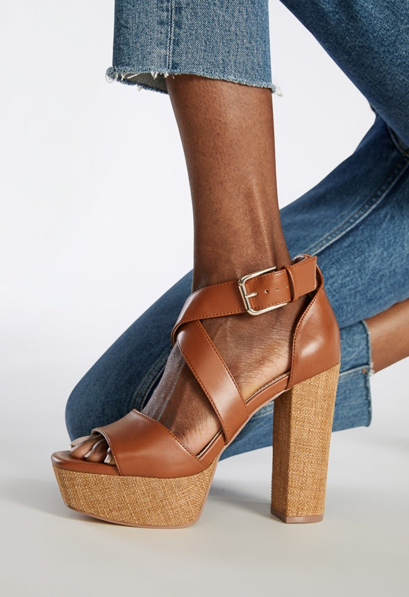 Sereia Heeled Sandal French Oak/Lt Brown