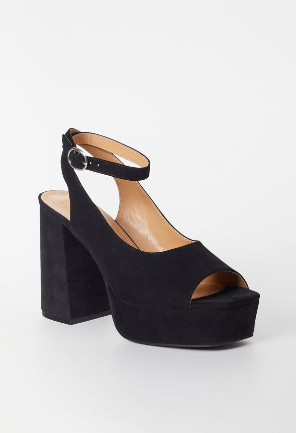 Hadley Platform Heeled Sandal Black Caviar