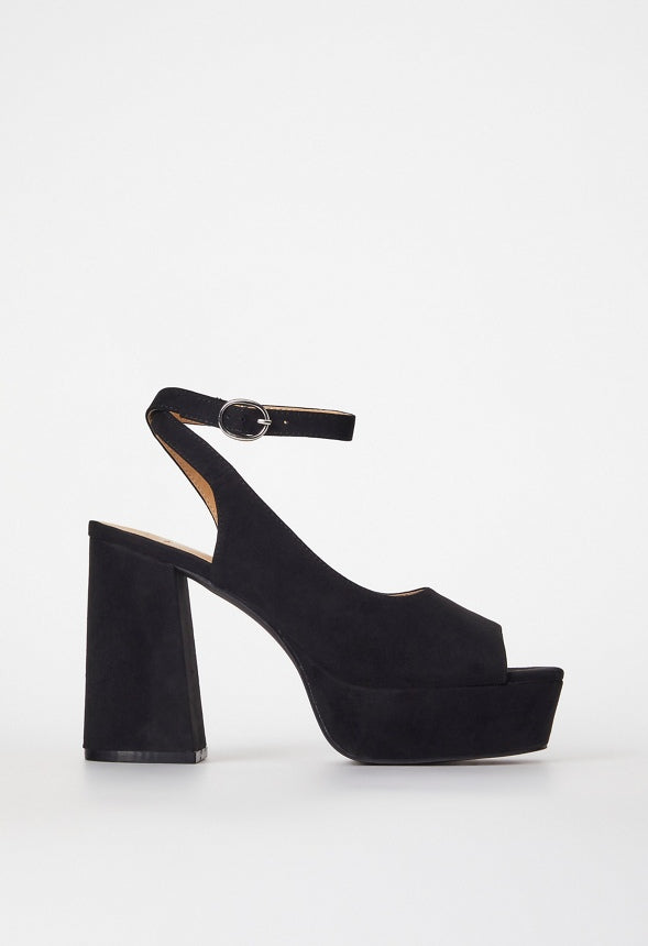Hadley Platform Heeled Sandal Black Caviar