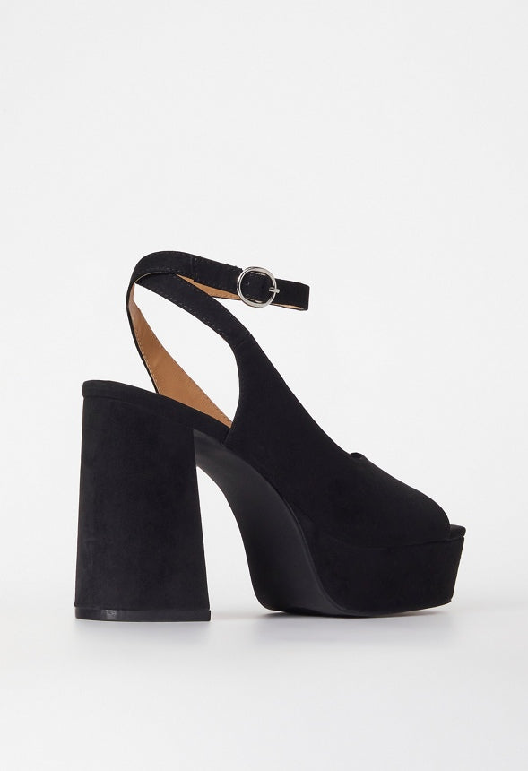 Hadley Platform Heeled Sandal Black Caviar