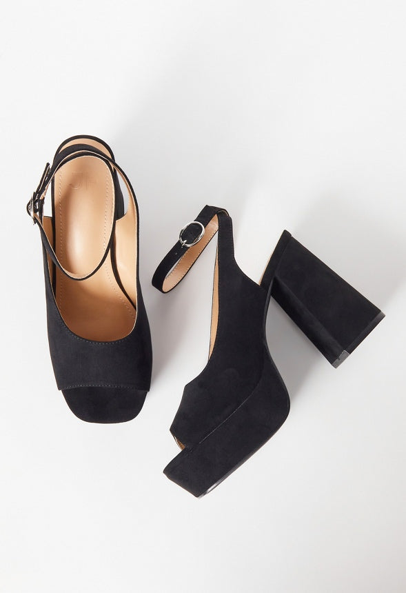 Hadley Platform Heeled Sandal Black Caviar