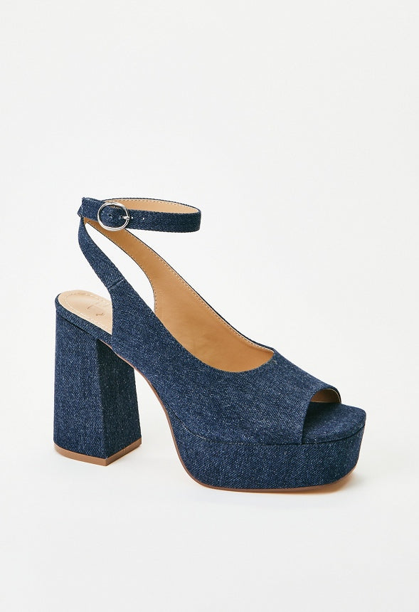 Hadley Platform Heeled Sandal Dark Denim