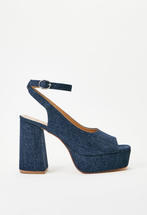 Hadley Platform Heeled Sandal Dark Denim
