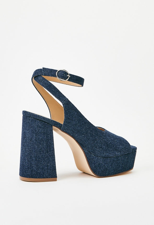 Hadley Platform Heeled Sandal Dark Denim