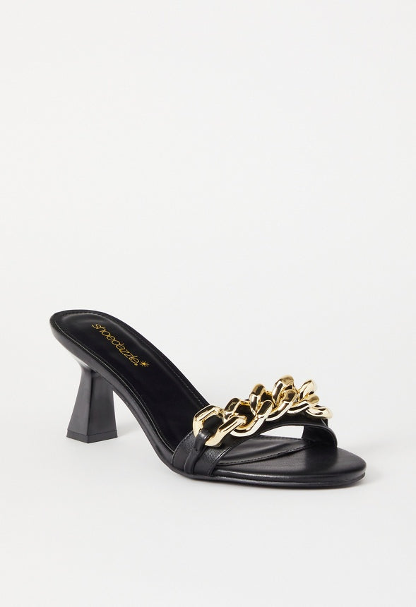 Karsyn Heeled Slide Sandal Black Caviar