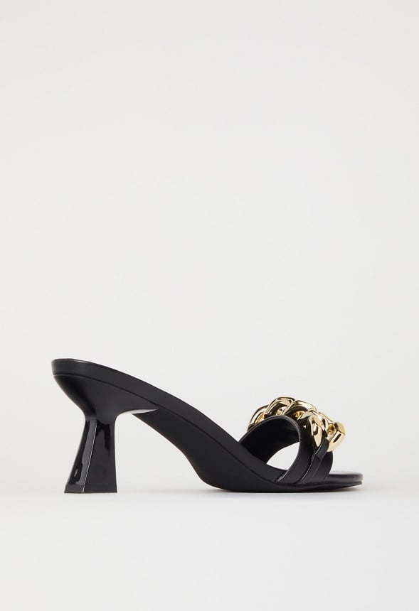 Karsyn Heeled Slide Sandal Black Caviar
